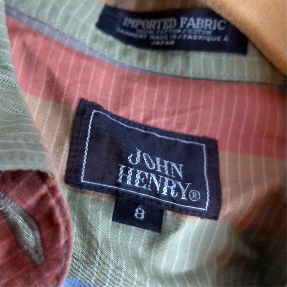 Vtg John Henry Multicolor Stripe Long Sleeve Button Down Shirt Size 8 - Picture 2 of 5